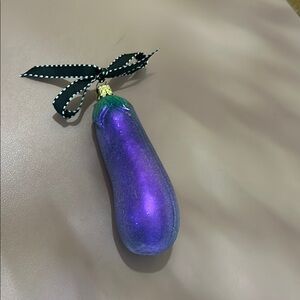 Purple Eggplant Christmas Ornament with Ribbon Novelty